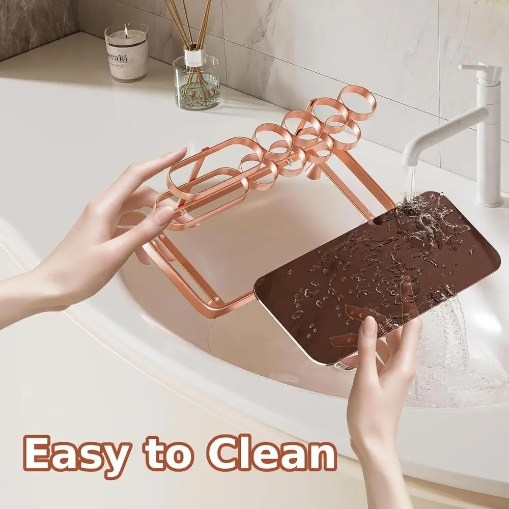 Toothbrush Holder Electric Brushes 5 Slot Metal Countertop Organizer Rose Gold